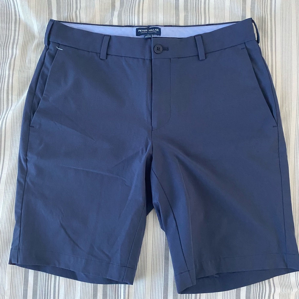 Peter Millar Men's Navy Flat Front Shorts
